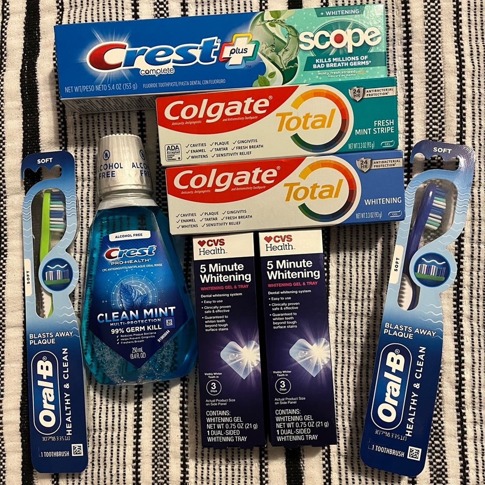 New! Whitening Gel & Tray, Toothpaste, Mouthwash, Toothbrush Bundle!